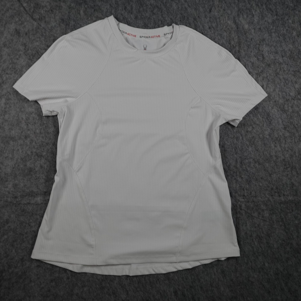 Spyder Top Womens Small White Ribbed Short Sleeve Activewear Performance SP274U